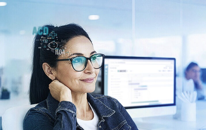 Moderne Bildschirmarbeitsplatzbrille für komfortables Sehen im Büro